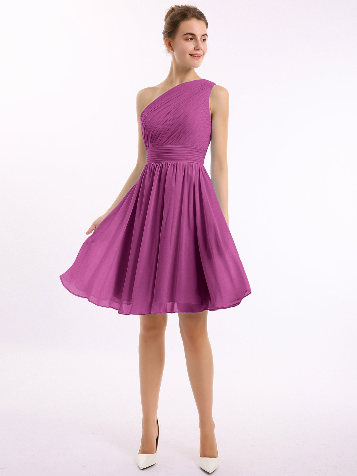 Knee-length Short Chiffon Dress with Halter Neck Orange Plus Size