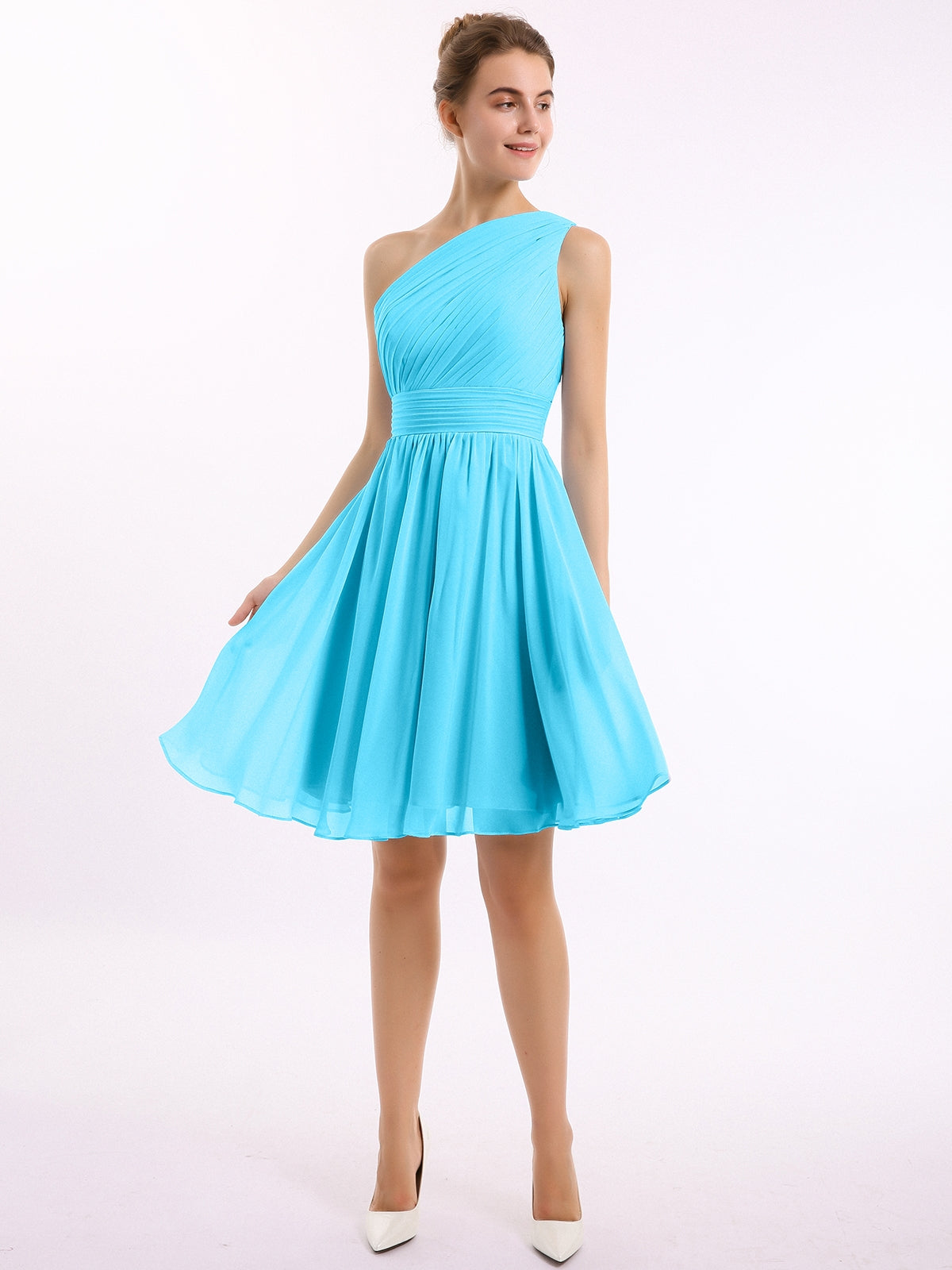 Chiffon with Beaded Waistband Long Dress Pool