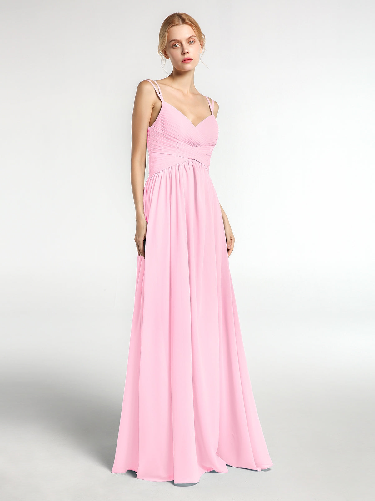 Long Halter Chiffon Dresses of Bridesmaid Candy Pink main image 1