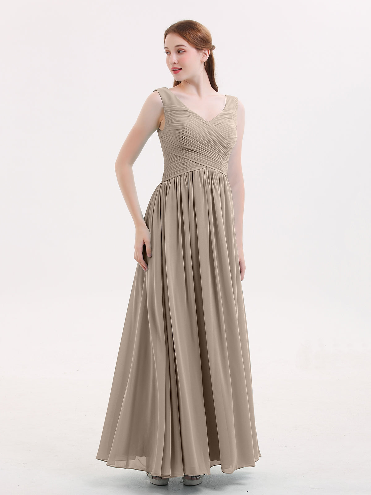 Sweetheart Neck Maxi Chiffon Dresses Brown Plus Size main image 0