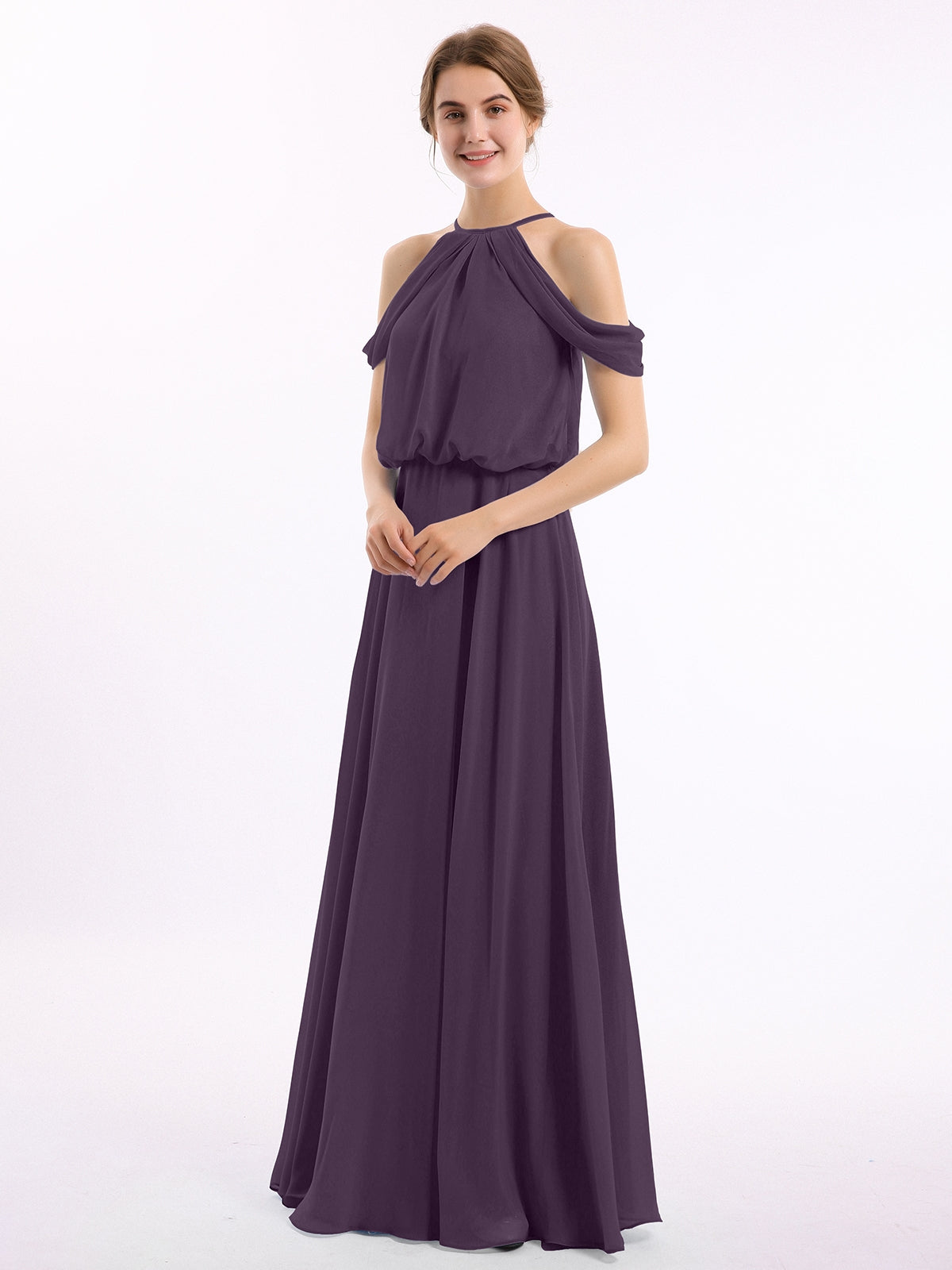 Off-the-shoulder Ruched Tulle A-line Dress Plum Plus Size