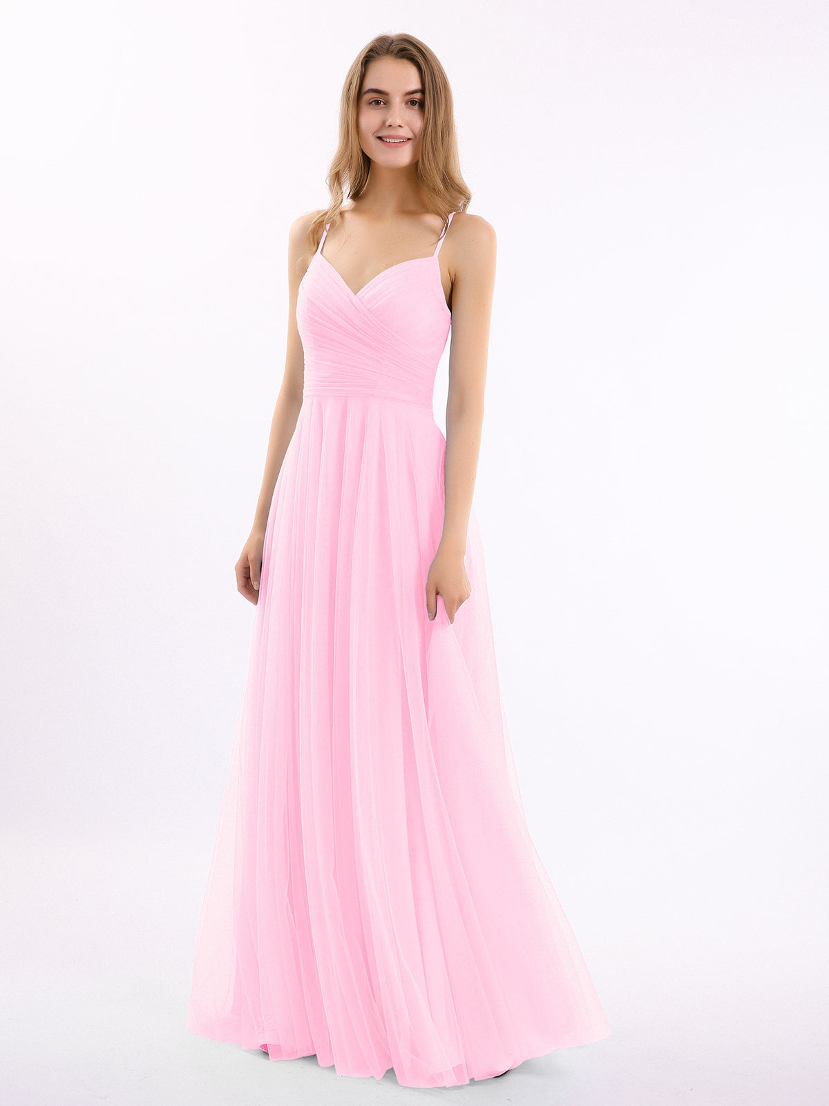 Spaghetti Strap Maxi Dress with Sweetheart Candy Pink Plus Size