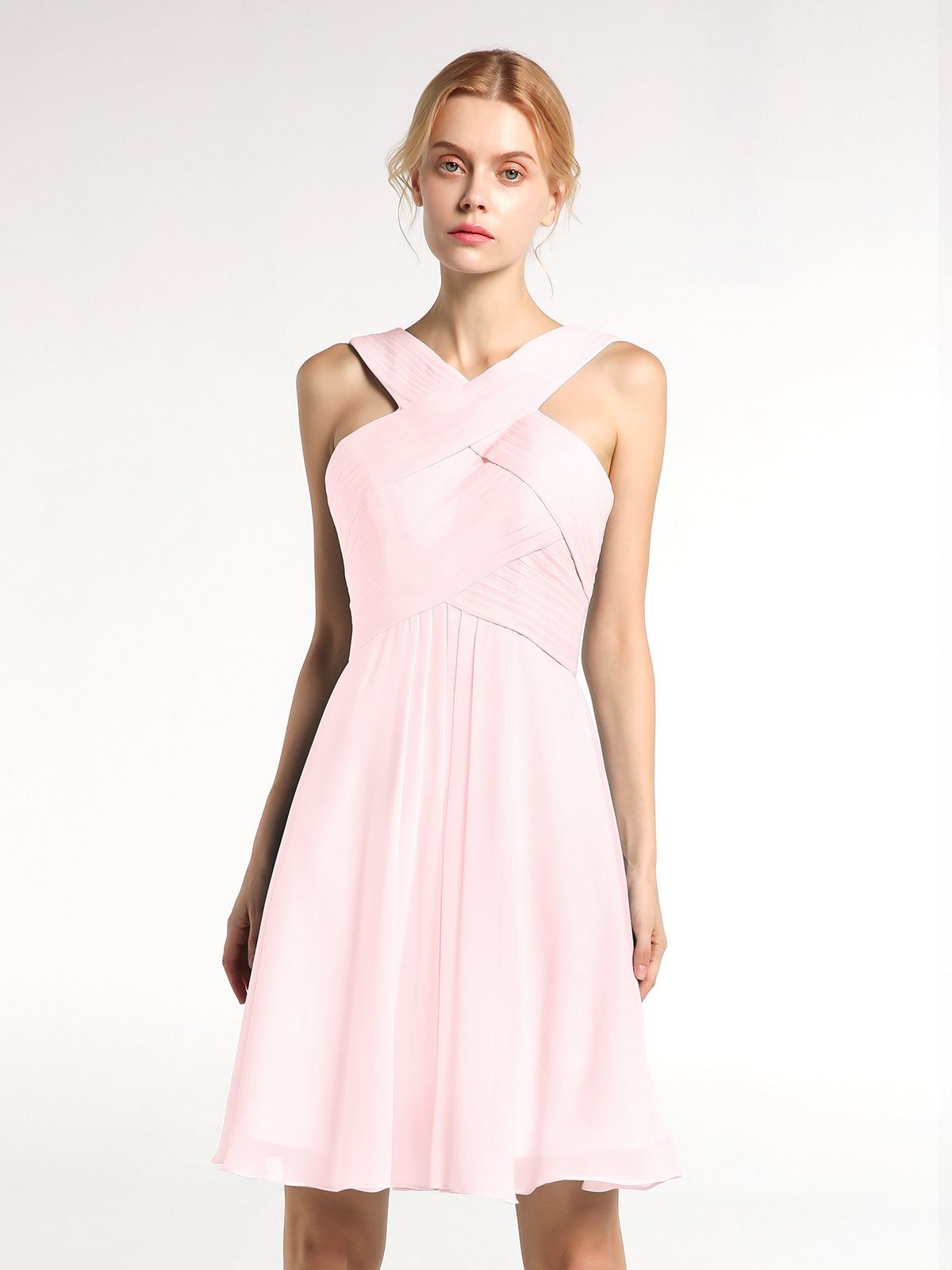 Sweetheart Neck Empire Short Chiffon Dresses Blushing Pink Plus Size