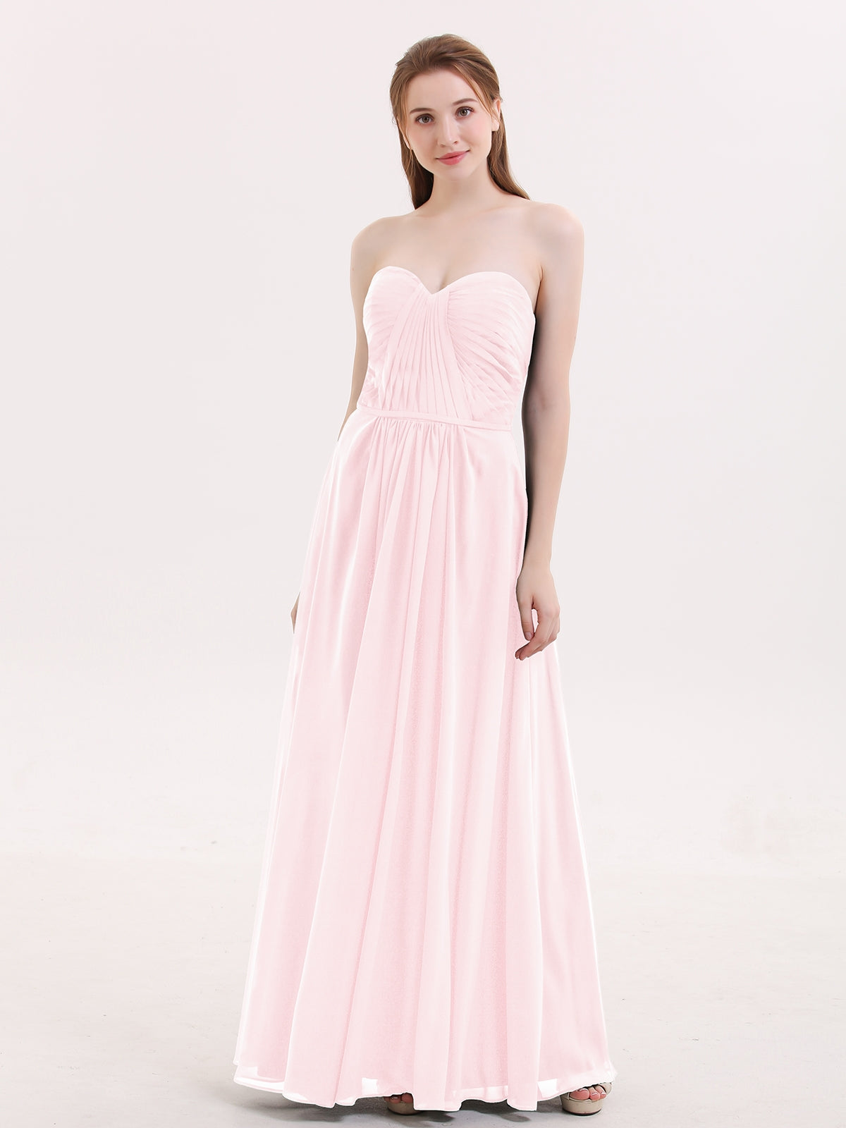 Short Chiffon V Neckline Bridesmaid Gowns Blushing Pink Plus Size