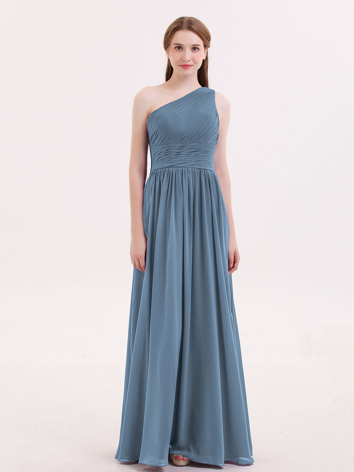 Long Halter Chiffon Dresses of Bridesmaid Slate Blue