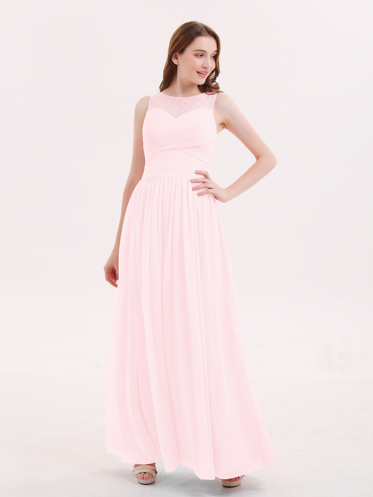 Sweetheart Chiffon Dresses with CASCADE SKIRT Blushing Pink Plus Size