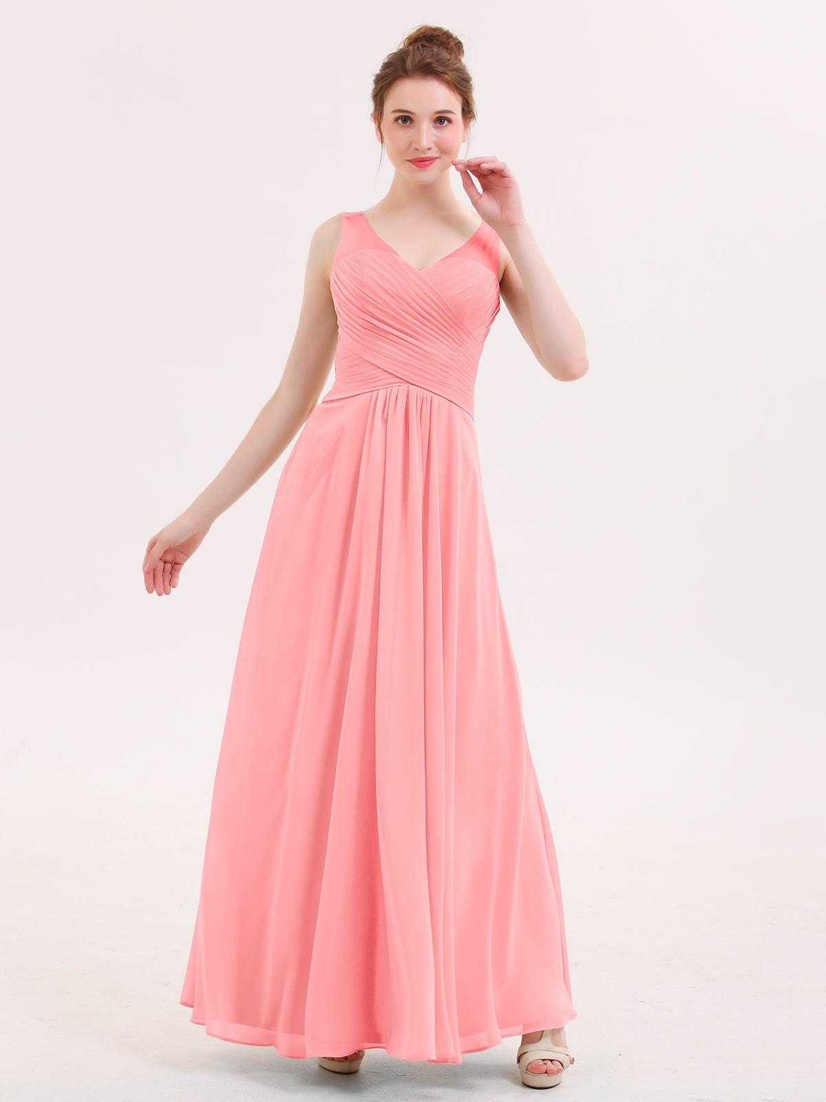 Short Chiffon Strapless Bridesmaid Gowns Flamingo Plus Size main image 1