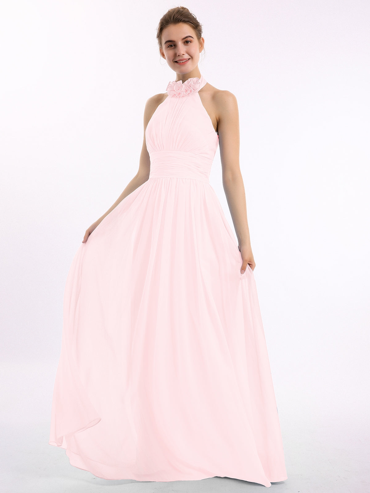 Full Length Chiffon Halter Dresses Plum Plus Size main image 0