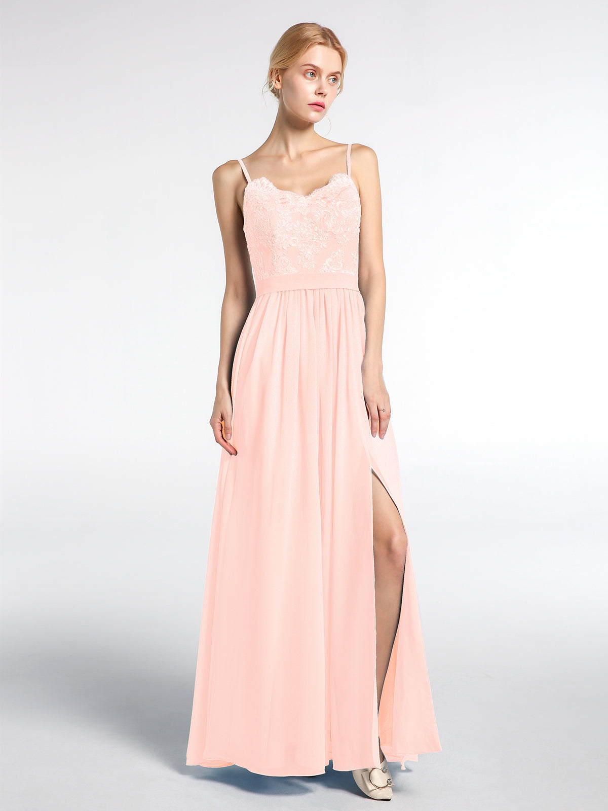Spaghetti Strap Midi Velvet Dresses with Pockets Pearl Pink Plus Size