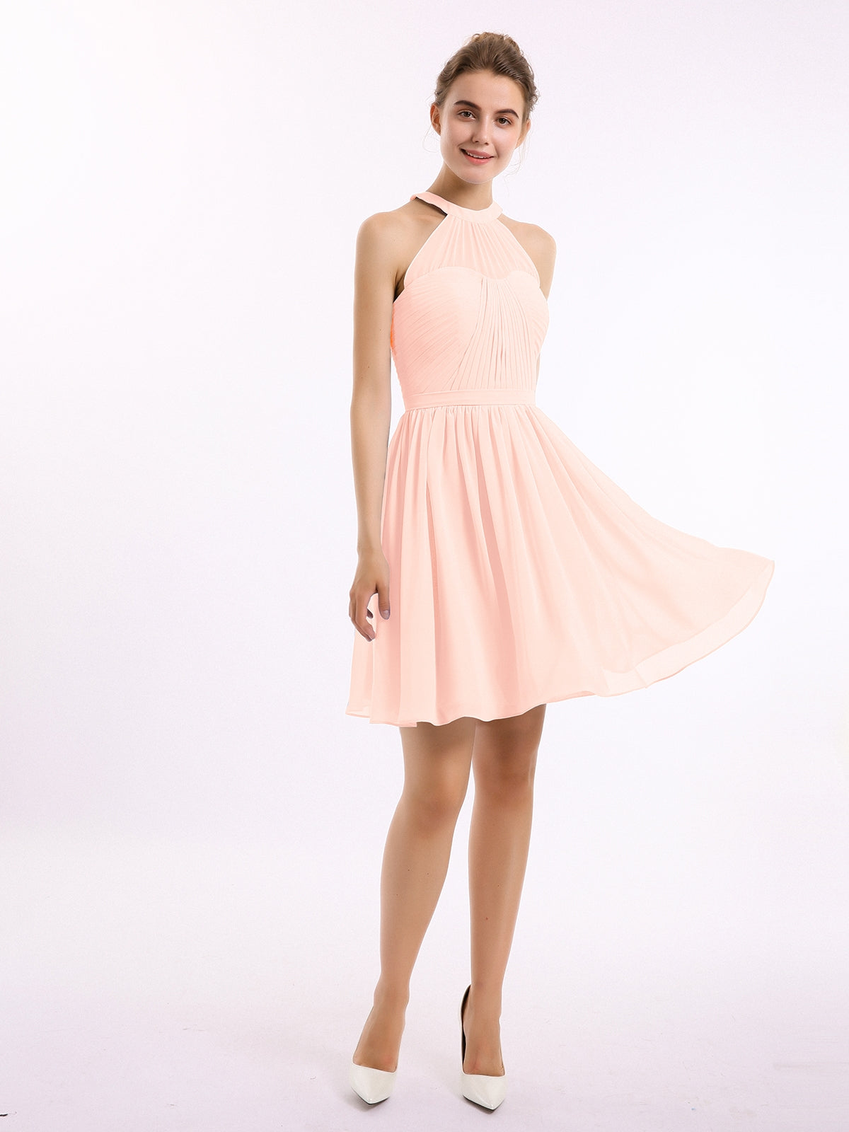 Sweethart Neck Short Bridemaid Dresses Pearl Pink Plus Size main image 1
