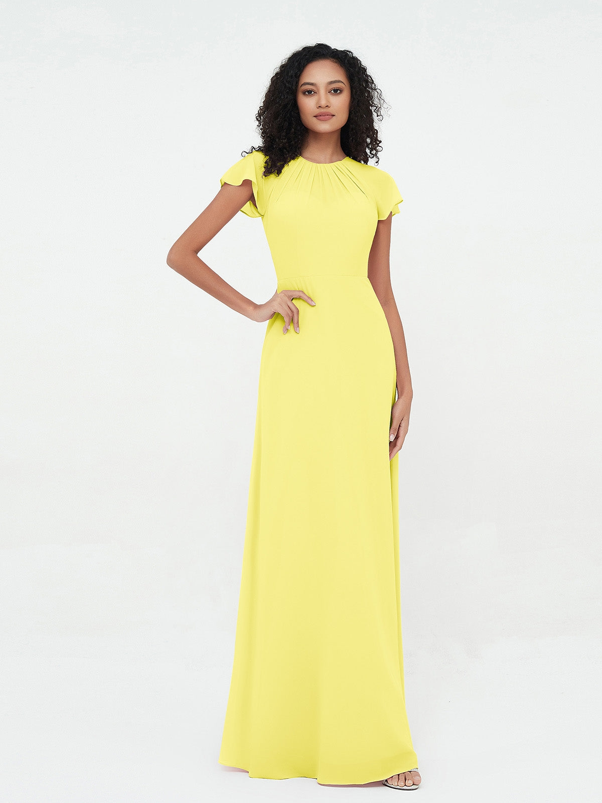 Illusion Neckline Chiffon Dress With Jacket Spa main image 1