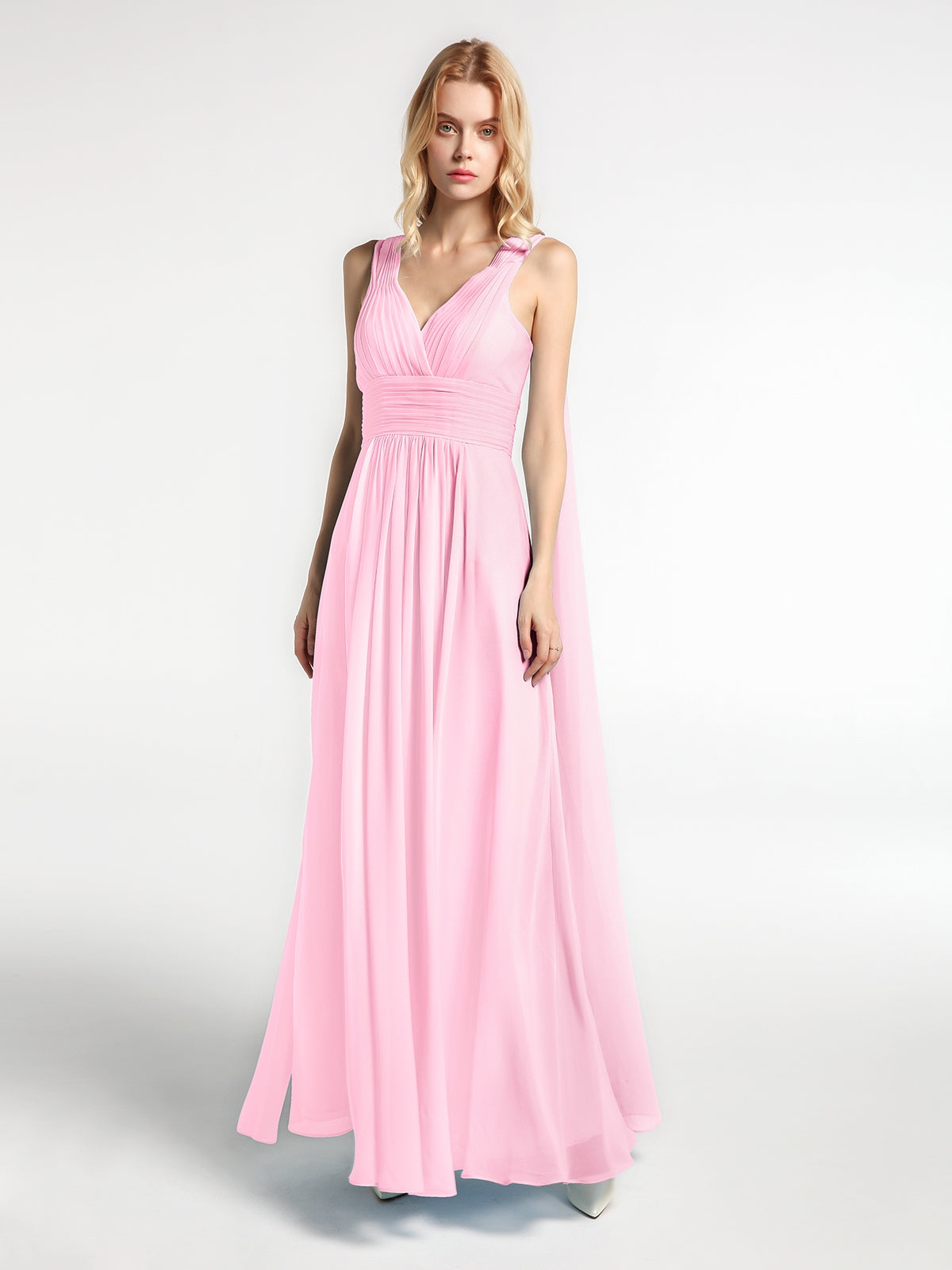 Square Neck Spaghetti Straps Chiffon Dresses Candy Pink Plus Size