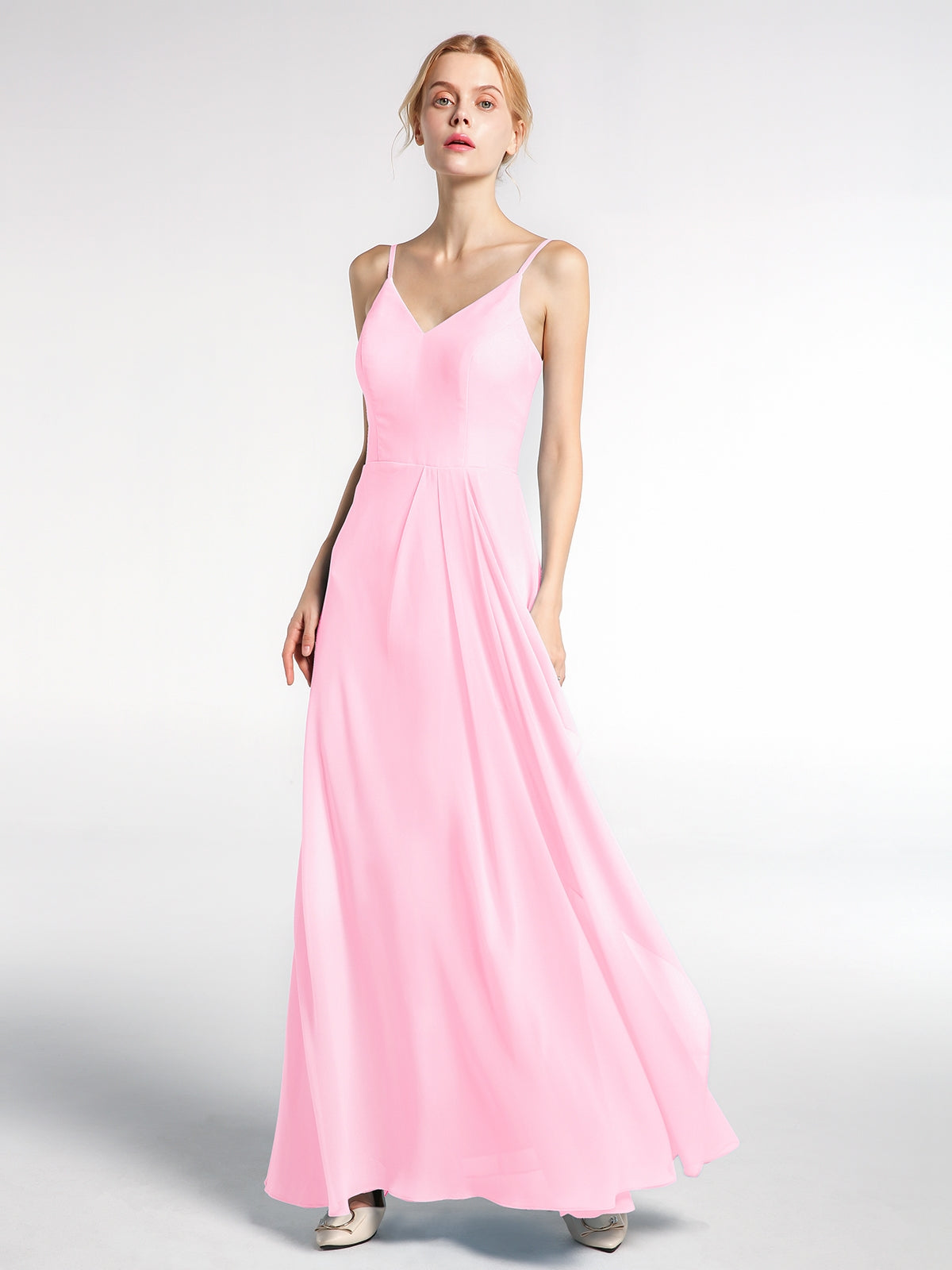 Nude pink wrap style semi formal maxi dress spaghetti /xl main image 0