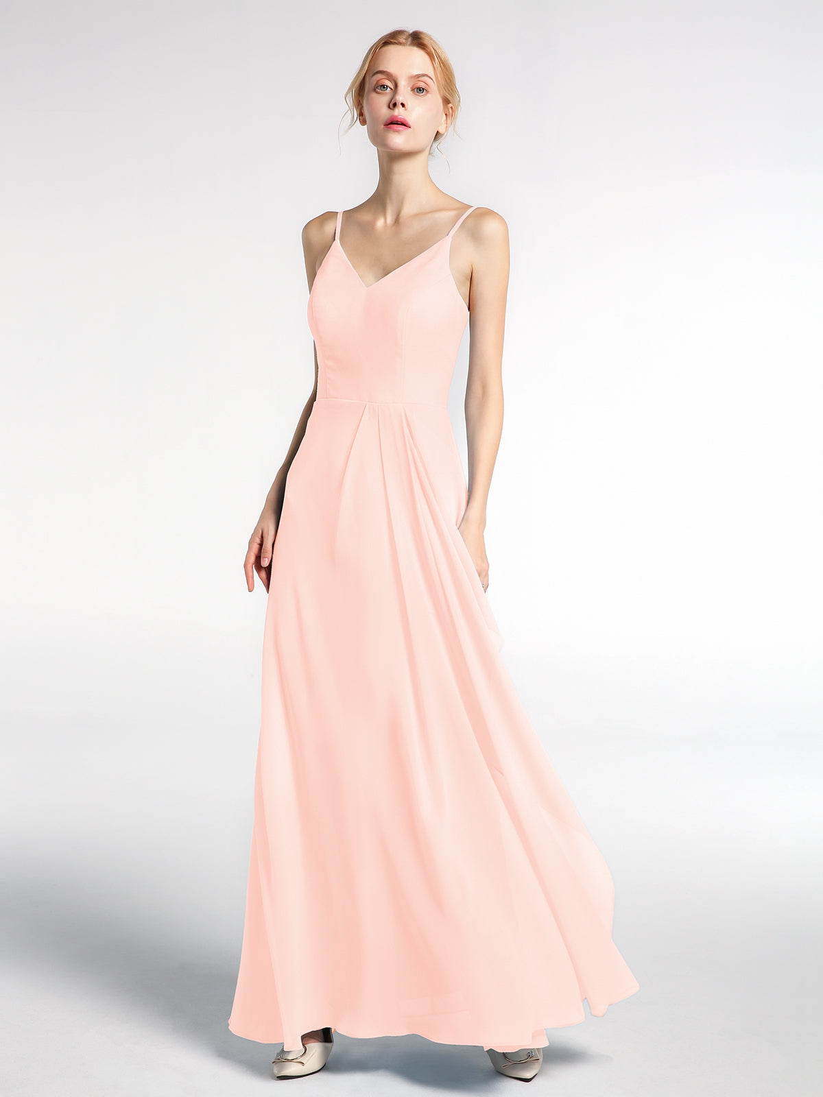 V-neck Chiffon Simple Dress with Spaghetti Straps Grape main image 0