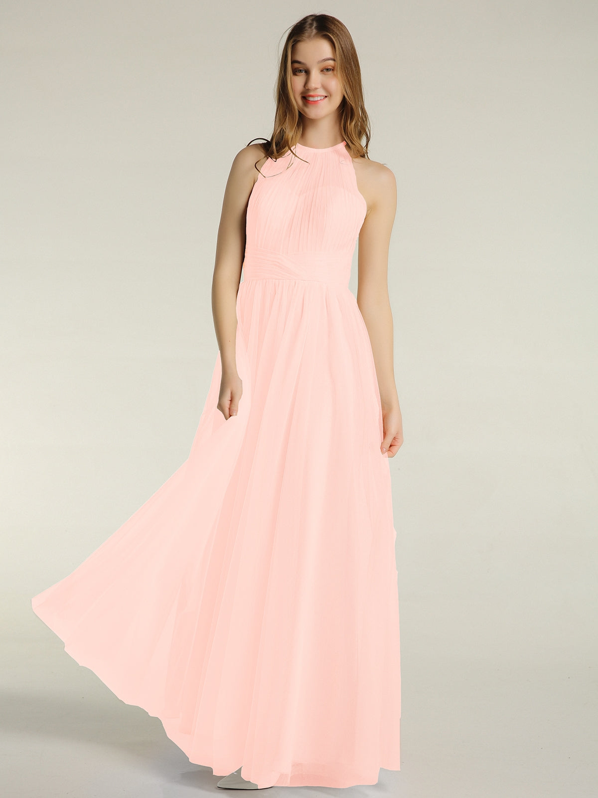 Strapless Chiffon Full Length Dresses Pearl Pink Plus Size