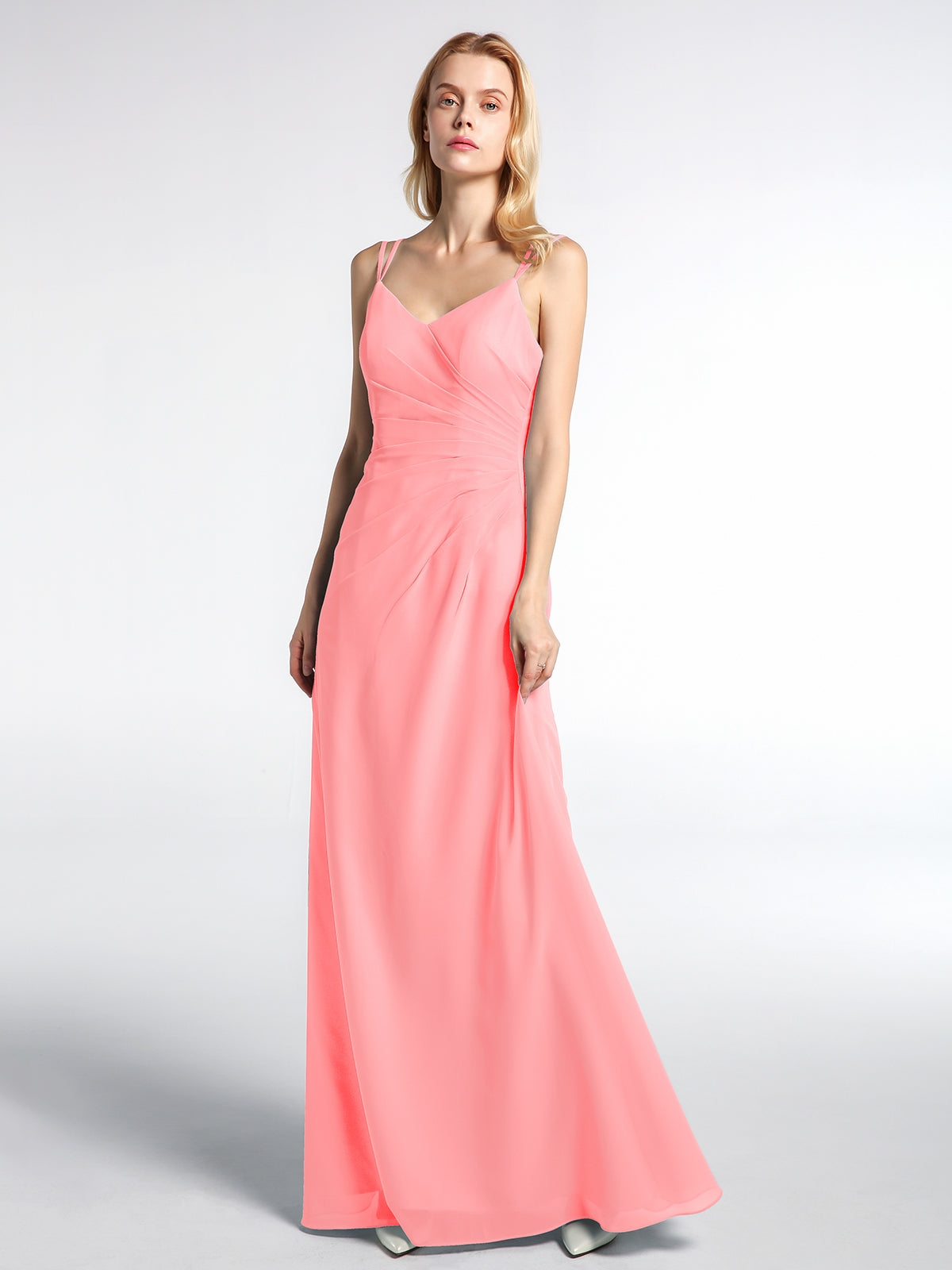 Halter Low Back Chiffon Maxi Sexy Dress Flamingo