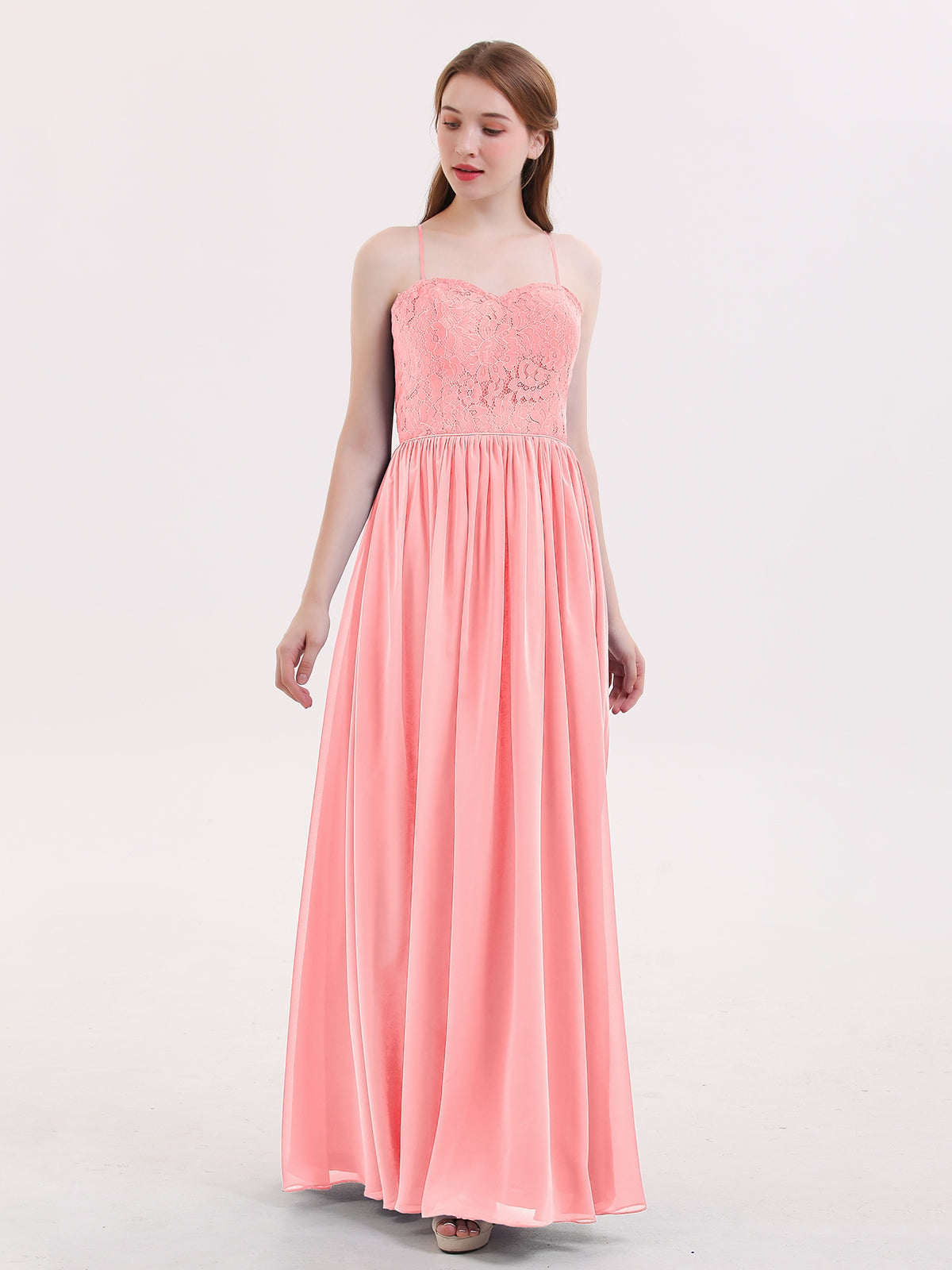 Spaghetti Strap Chiffon Dresses Flamingo