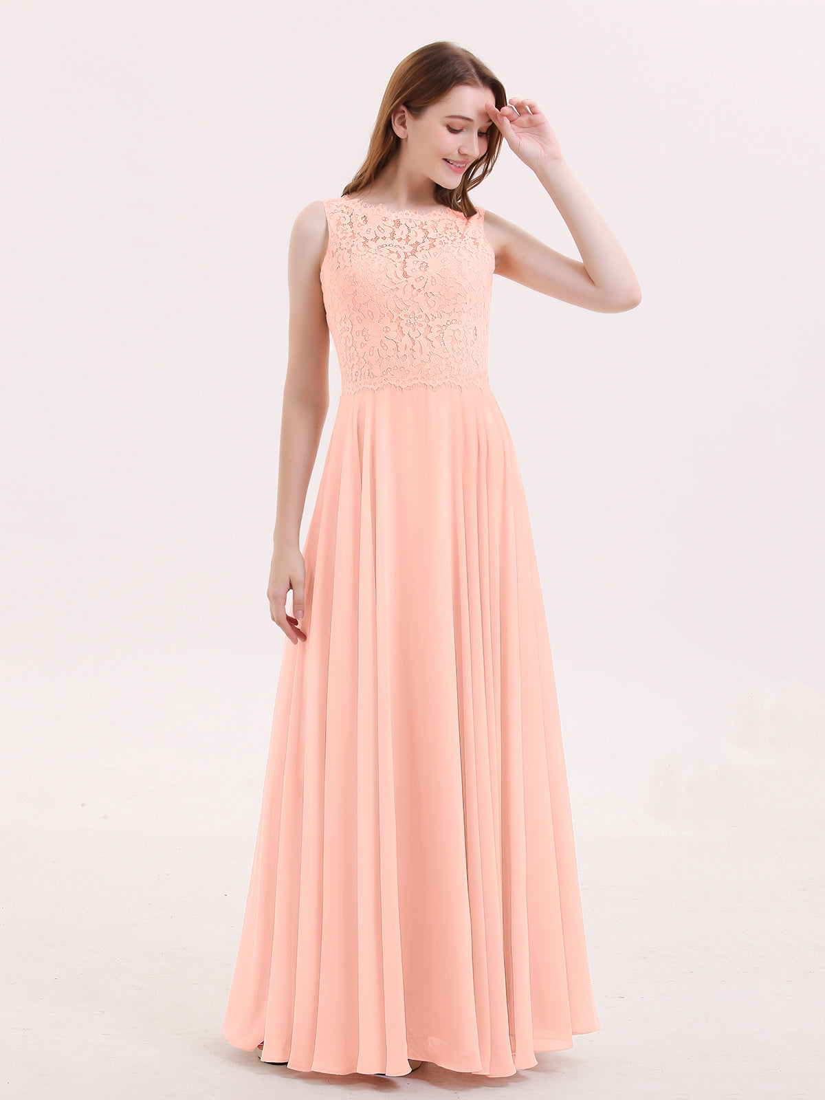 Chiffon with Appliqued Long Dresses Coral Plus Size main image 0