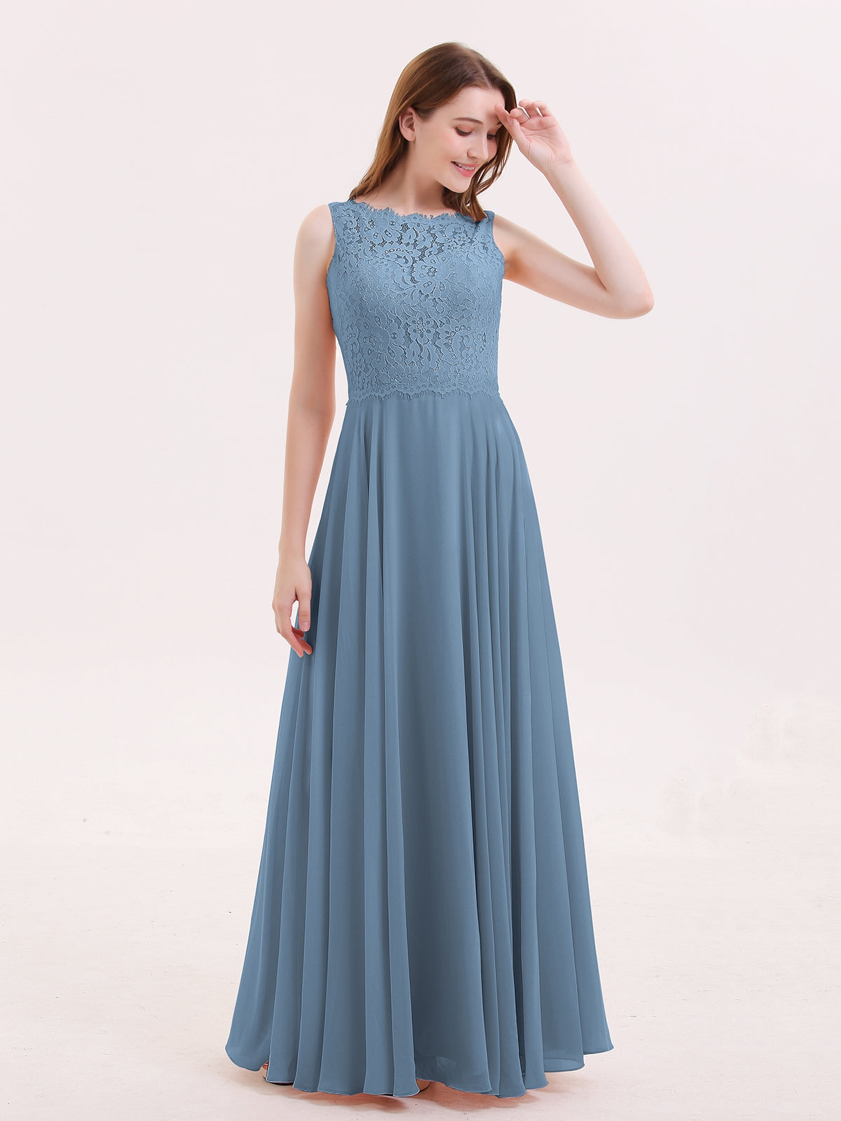 Lace Bodice Chiffon Skirt Long Dresses Clover Plus Size main image 0
