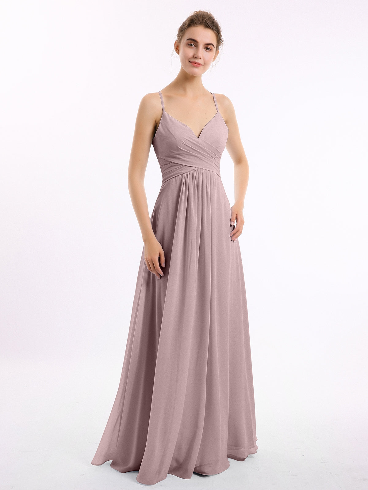 Spaghetti Strap V-neck Chiffon Dresses Lavender Plus Size