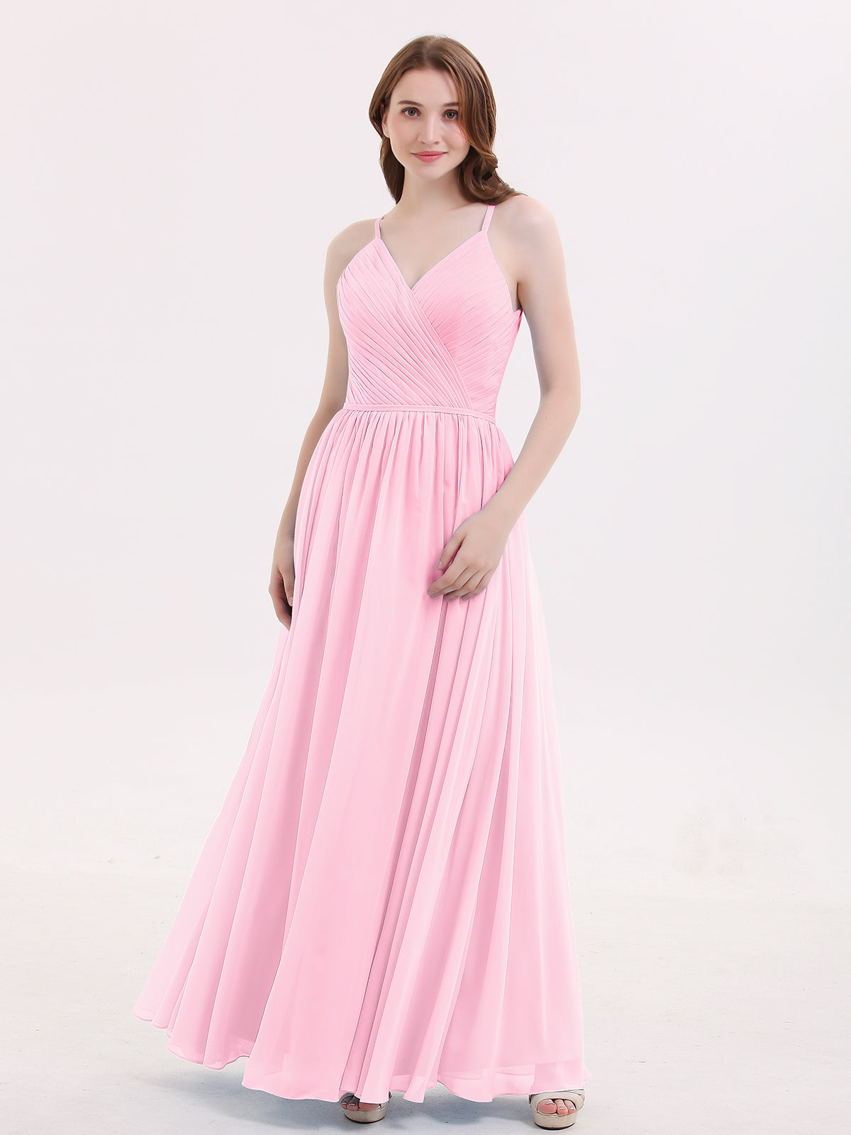 One Shoulder CASCADE SKIRT Chiffon Gowns Candy Pink Plus Size