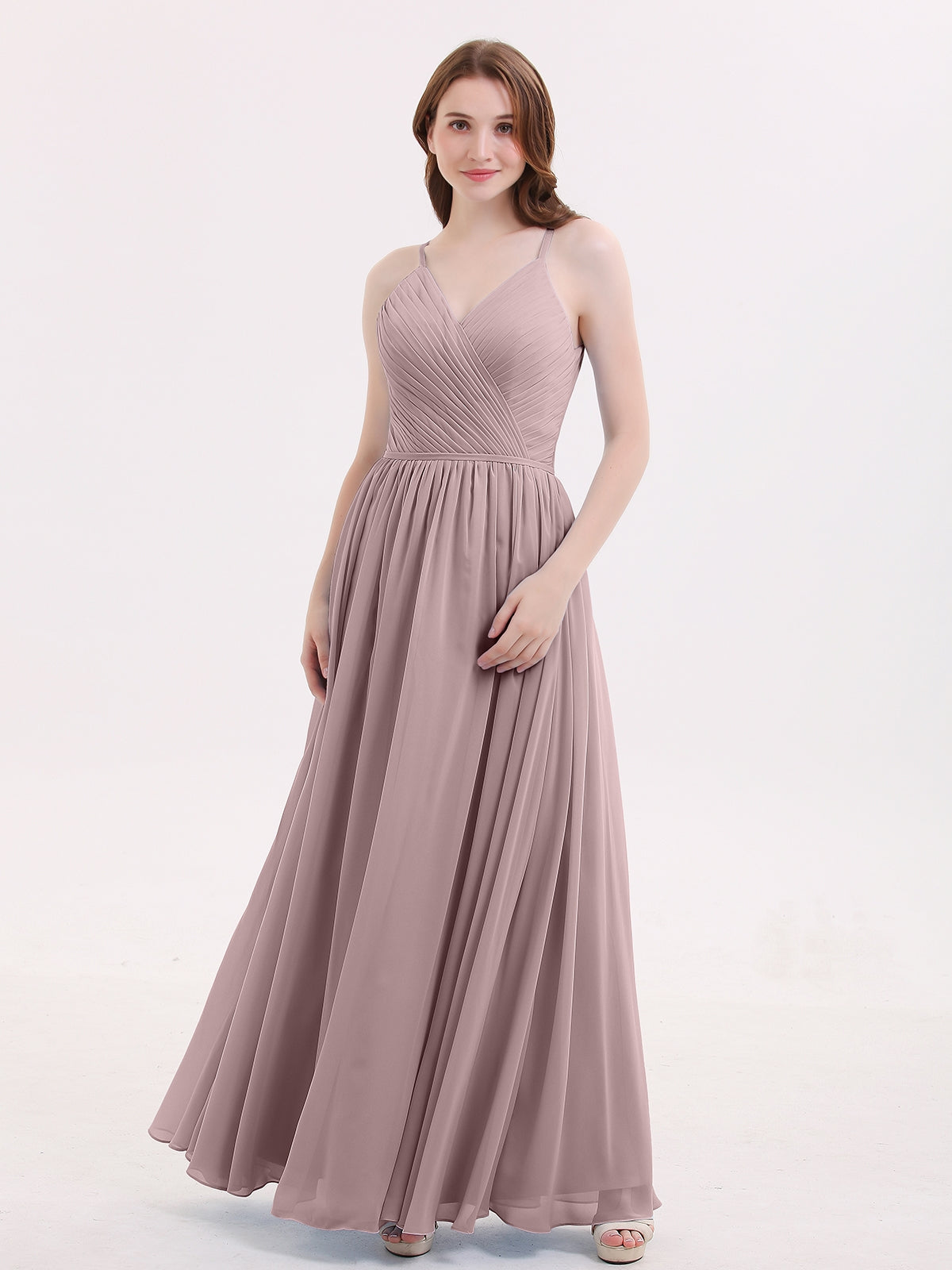BABARONI Open Back Chiffon Dress with V Neck-Vintage Mauve Plus size, Vintage Mauve / US18 BABARONI Open Back Chiffon Dress with V Neck-Vintage Mauve Plus size, Vintage Mauve / US18