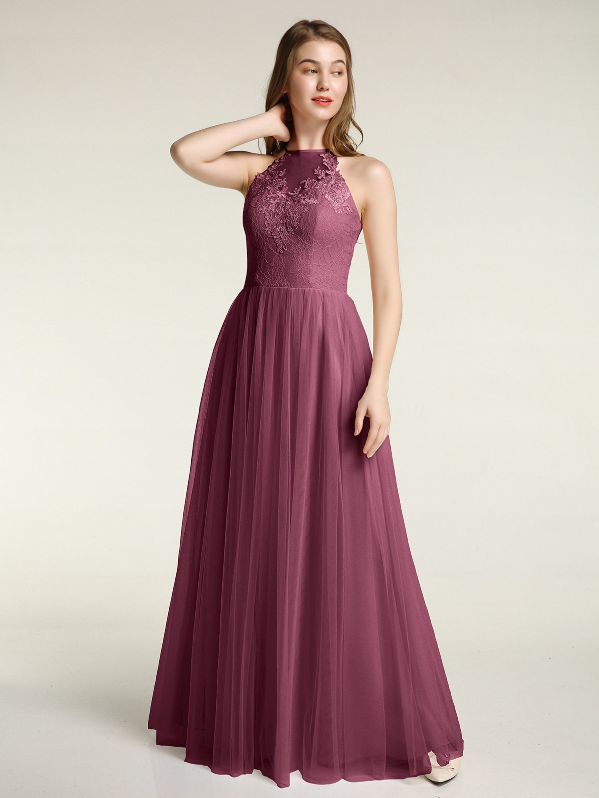 Crystal Trim Structured Bodice Lace-Up Back Dress Mulberry main image 1