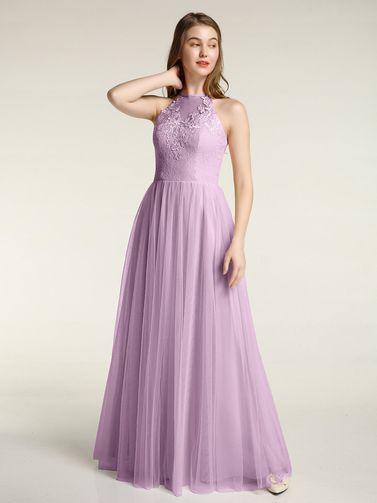 A-Line Pleated Tulle Floor-Length Dress Wisteria Plus Size main image 1