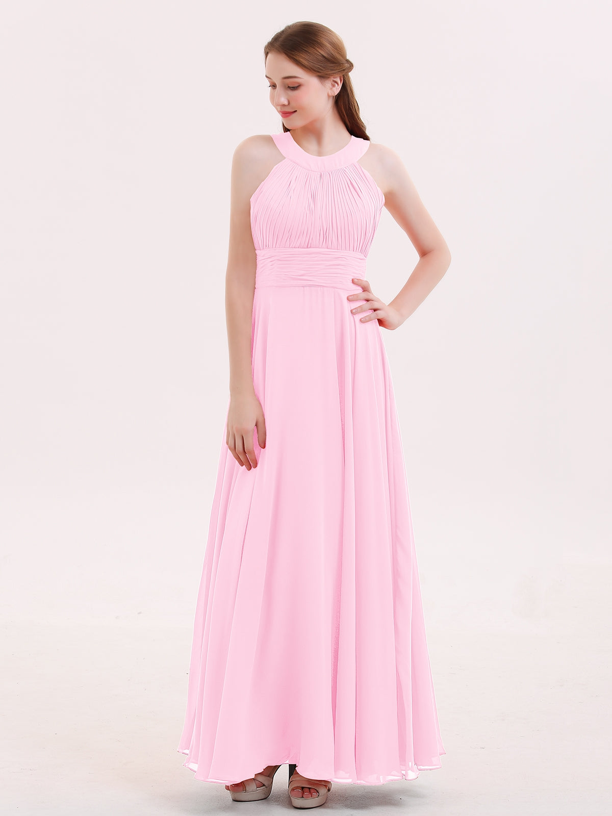 Lace Top Chiffon BUTTON Long Dresses Candy Pink Plus Size