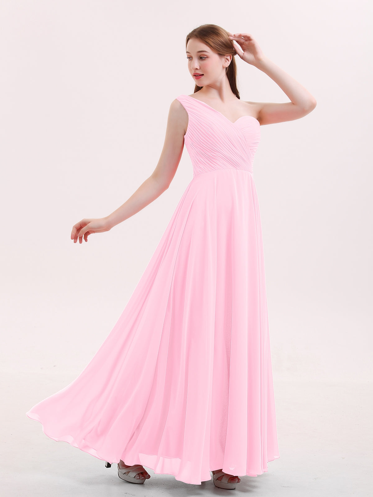 Sleeveless Halter Floor-length Lace Dress Candy Pink Plus Size