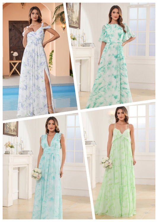 Float Down the Aisle in Style: Introducing Our Printed Chiffon Gowns!