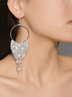 Exaggerated Water Drill Tassel Earrings