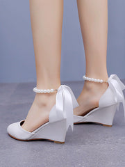 Pointed Toe Wedge Heels Women's Wedding Shoes