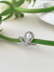 Waterdrop Pearl Crowning Love Wedding Jewelry Ring in s925