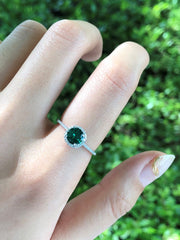 925 Sterling Silver Round Emerald Ring