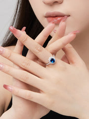 Sterling Silver Oval Royal Blue Sapphire Ring