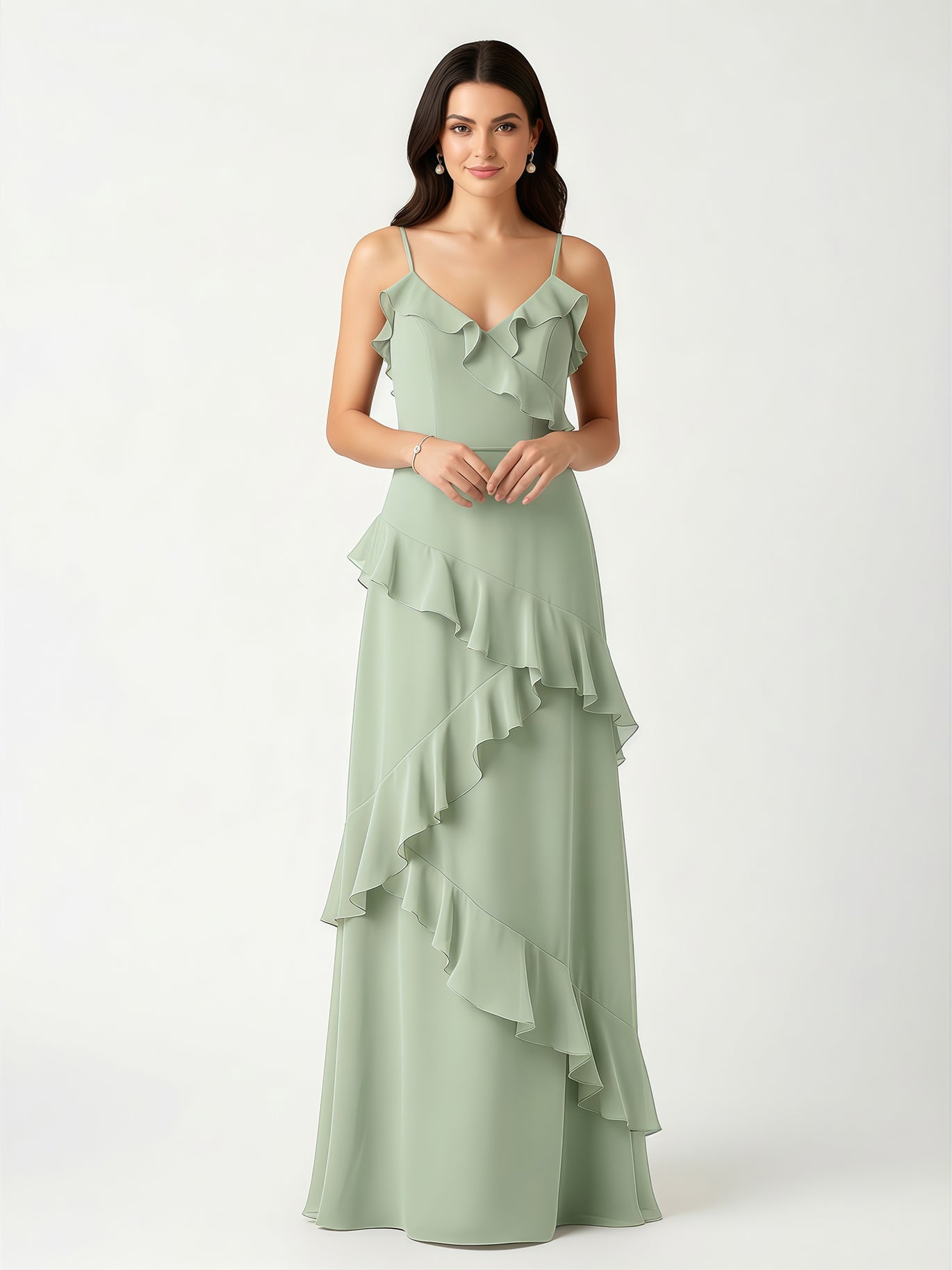 BABARONI Acetate Satin Rust Bridesmaid Dresses Cowl Neck Sweep Train  Spaghetti Straps Bow with Slit A-line