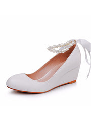 Round Toe Platform Heels Beaded Mary Janes