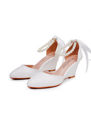 Pointed Toe Wedge Heels Women's Wedding Shoes