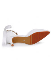Pointed Toe Kitten Heels Ankle-Strap Wedding Shoes