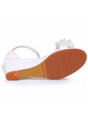 White Floral Open Toe Ankle-Strap Beach Sandals