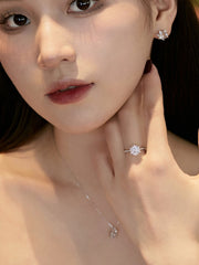 S925 Round-Cut Shiny Star Engagement Ring