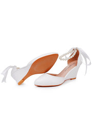 Pointed Toe Wedge Heels Women's Wedding Shoes