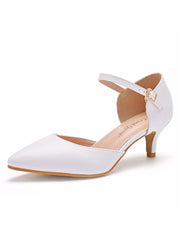 Mid Heels Pointed Toe Ankle-Strap Sandals