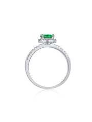 925 Sterling Silver Round Emerald Ring