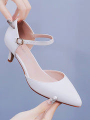 Mid Heels Pointed Toe Ankle-Strap Sandals