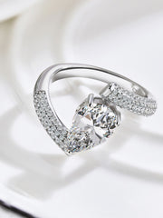 925 Sterling Silver Crushed Ice Pear Cut White Gemstone Wedding Ring