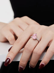 925 Sterling Silver Pear Cut Radiant Zircon Engagement Ring