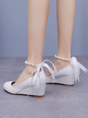 Round Toe Platform Heels Mary Janes Pumps