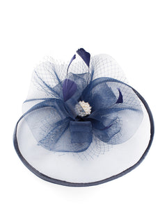 Mesh Wide Brimmed Hats for Special Occassion
